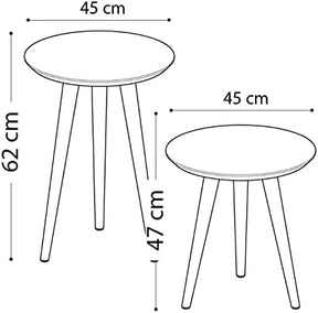 Kit Mesa Apoio e Lateral de Sofá Retrô Classic com 3 Pernas Decoração - Black Ciano