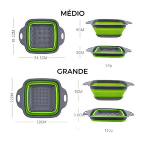 Bandeja de Silicone para Guardar e Lavar Frutas e Vegetais