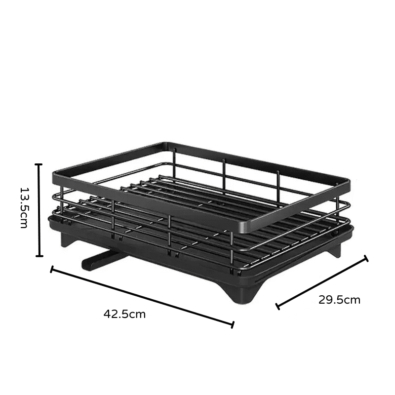 Escorredor de Louça Preto com Bandeja Coletora Metal