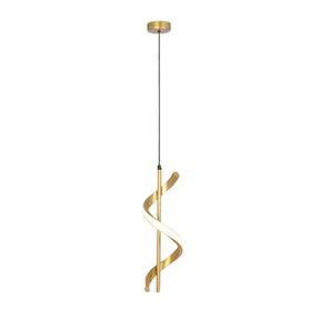 Lustre Pendente em Espiral Dourado de Led