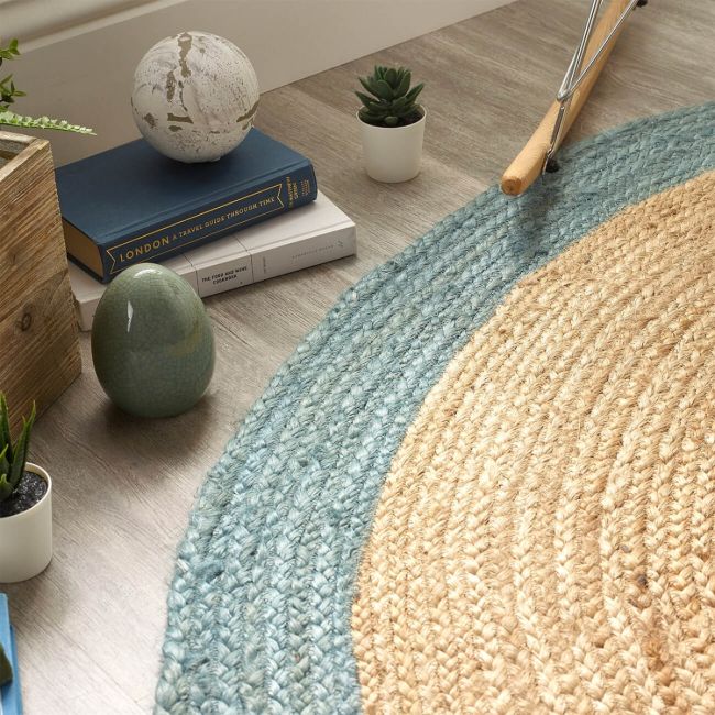 Jute Round Rug - IC-15281 / Blue